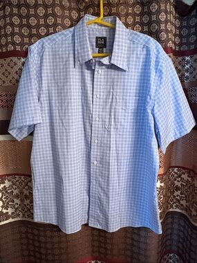 Jos. A. Bank Men’s Light Blue Short Sleeve Check Shirt